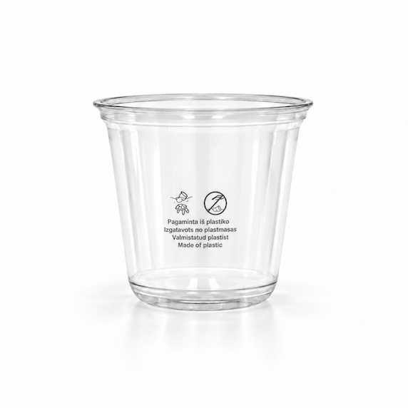U formos 90mm skaidrus puodelis, 10oz/300ml, 1000 vnt/dėž
